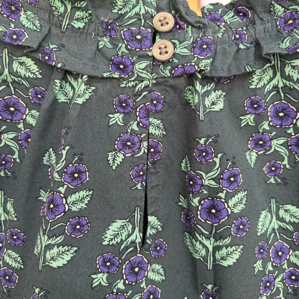 J. Crew Long-Sleeve Ruffleneck Poplin Blouse Teal & Purple Floral Print W Small - Picture 7 of 10